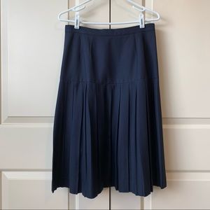 Vintage 90s Sassco Navy Blue Pleated Midi Skirt